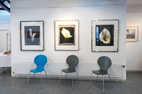 Duografie-Ausstellung in der Kunstgalerie Tobien – Drei großformatige Blumenbilder, Duografie mit Polaroid.