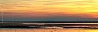  Das Wattenmeer und am Horizont der Hafen von Pellworm im letzten Licht der herbstlichen Abendsonne