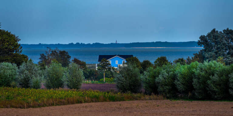 Blaues Haus vor dem Saaler Bodden
