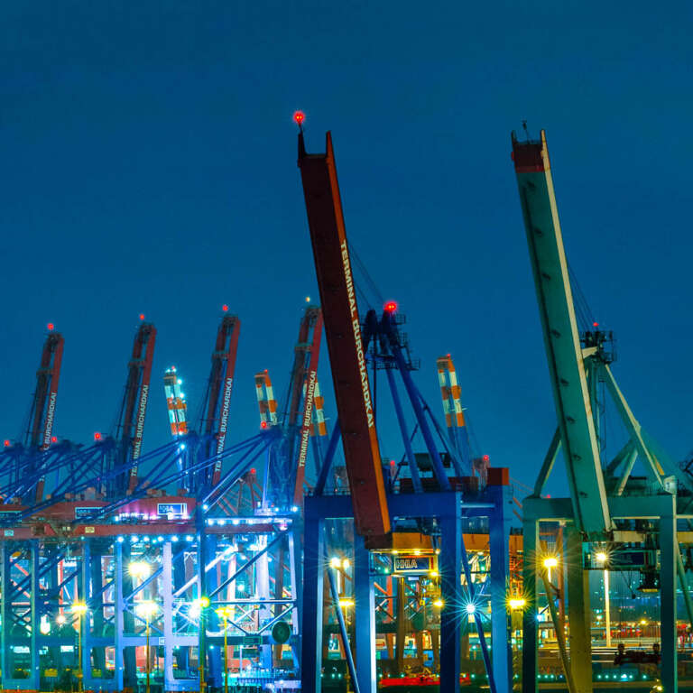 Containerbrücken und Kräne am Burchardskai in Hamburg
