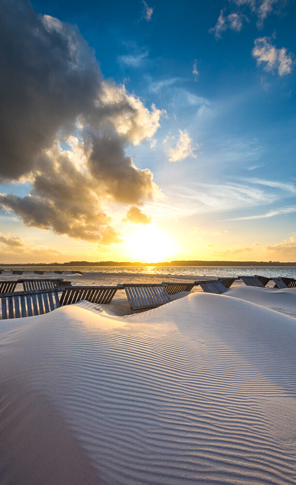 Dünen in Laboe im Sonnenuntergang